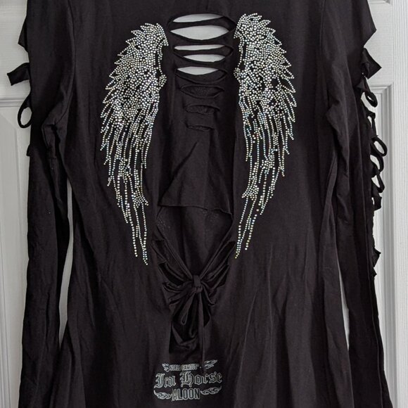 NEW With Tag Famous Iron Horse Saloon Sturgis South Dakota Crystal Angel Shirt - Picture 3 of 4